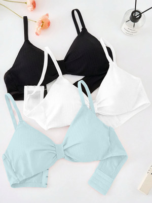 NAGARVEL CREATION 3337-BLK-WHT-SKY-03-FREE Women Everyday Lightly Padded Bra(Multicolor)