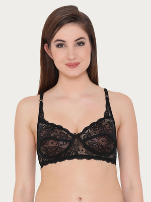 Clovia Lace Non-Padded Non-Wired Bra Women Full Coverage Non Padded Bra(Black)