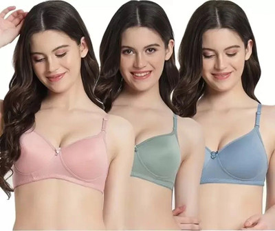SIDA Combo pack of 3 Women T-Shirt Lightly Padded Bra(Multicolor)