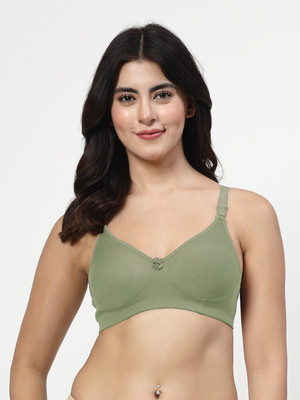LILY Axela Moulded Double Layered Women T-Shirt Non Padded Bra(Green)