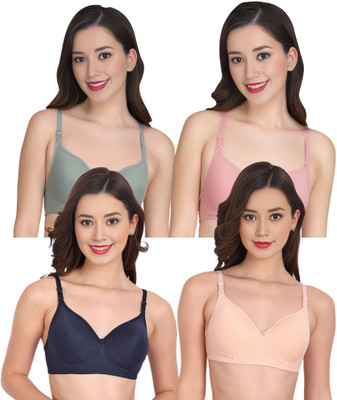 Tulzott Women Everyday Non Padded Bra (Pack Of 4) for T-Shirt Saree Dress Sports Garment Women Everyday Non Padded Bra(Multicolor)