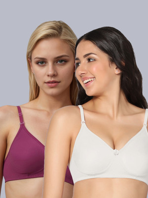 Eden EDEN01WHITEWINE Women T-Shirt Non Padded Bra(White, Purple)