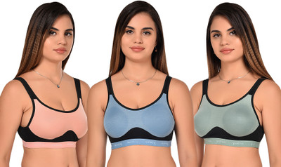 Yana Women Sports Non Padded Bra(Light Blue, Light Green, Pink)
