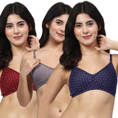 LILY itidaMino Women T-Shirt Non Padded Bra(Dark Blue, Grey, Maroon)