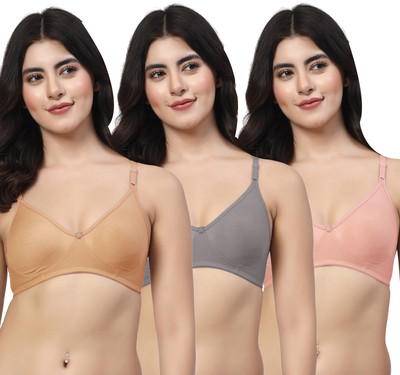 LILY ayir Women T-Shirt Non Padded Bra(Gold, Grey, Pink)