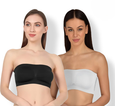 DA CREATIONS Women Bandeau/Tube Non Padded Bra(Black, White)