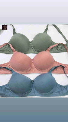 SIDA Combo pack of 3 Women T-Shirt Lightly Padded Bra(Pink, Green, Blue)