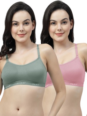 Shyam Sons FLAIR Brezza Double Layered Women Sports Non Padded Bra(Green, Pink)