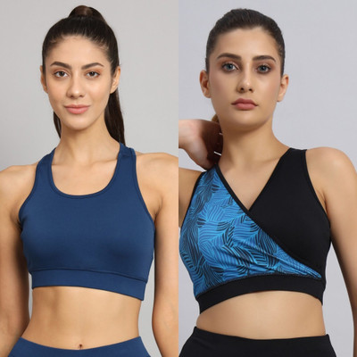 BEING RUNNER Women Sports Non Padded Bra(Multicolor, Blue)