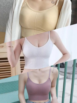 BRANKLY URJA WOMEN CAMI LIGHTLY PADDED BRA Women Cami Bra Lightly Padded Bra(White, Brown, Beige)