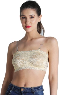 KAALRATRI Comfortable Removable Padded Bra With Removable Transparent straps Women Bralette Lightly Padded Bra(Beige)