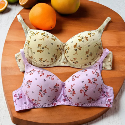 Kreatyl FLORAL PRINT Women Full Coverage Lightly Padded Bra(Multicolor)