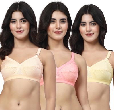 LILY ihskaneem Women Minimizer Non Padded Bra(Orange, Red, Yellow)