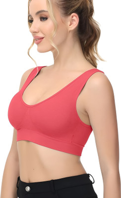 Zylum Fashion High Support Sports Bras for Women Comfortable Lightweight Breathable Fabric Women Full Coverage Lightly Padded Bra(Red)
