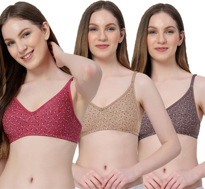 LILY anilec Women Everyday Non Padded Bra(Maroon, Brown, Grey)