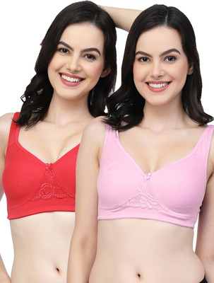 COLLEGE GIRL CG1214Mino Women Minimizer Non Padded Bra(Pink, Red)