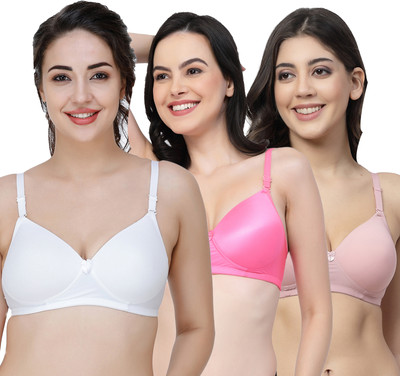 COLLEGE GIRL CGPAD1200 Women T-Shirt Lightly Padded Bra(White, Pink, Pink)