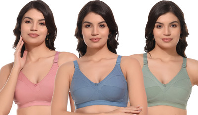 Havenhues Seamless Women T-Shirt Non Padded Bra(Blue, Pink, Green)