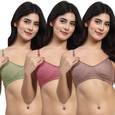 LILY itidaMino Women T-Shirt Non Padded Bra(Brown, Purple, Green)