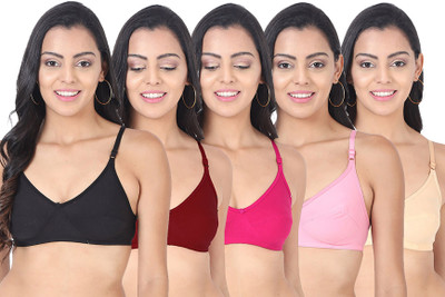 CHILEELIFE Women Everyday Non Padded Bra(Black, Maroon, Beige, Pink, Pink)