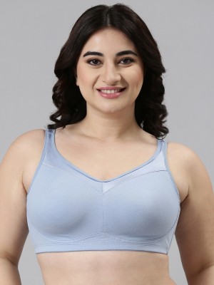 Enamor Full Coverage, Wirefree A112 Smooth Super Lift Classic Full Support Cotton Women T-Shirt Non Padded Bra(Light Blue)