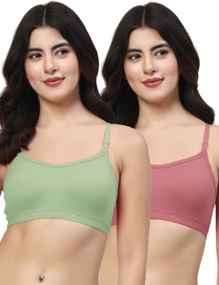 LILY 3321Mino Women Sports Non Padded Bra(Green, Maroon)
