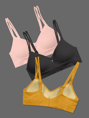 NAGARVEL CREATION 14/309-PNK/BLK/YLLW-P03-34 Women Push-up Lightly Padded Bra(Multicolor)