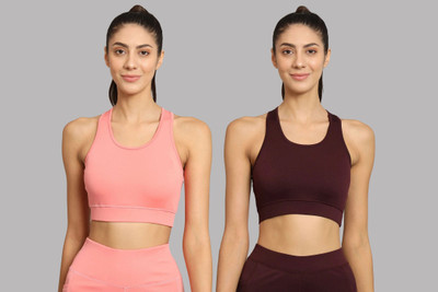 BEING RUNNER Women Sports Non Padded Bra(Pink, Maroon)