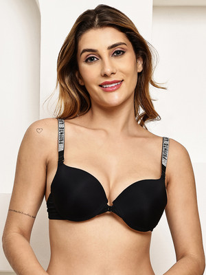 PrivateLifes PrivateLifes Pushup Padded Plunge Bra With Shine Strap for Women & Girls Women Push-up Lightly Padded Bra(Black)