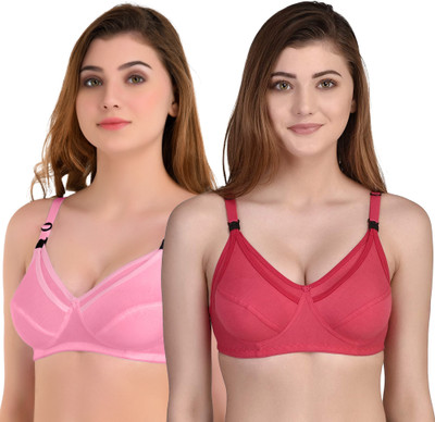 Zatanna Women's Cotton Non-Padded Non-Wired Maternity Bra - Cup Size::C Women Maternity/Nursing Non Padded Bra(Pink)