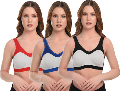 Yana Women Sports Non Padded Bra(Red, Black)