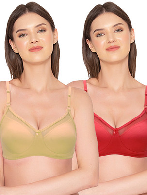Groversons Paris Beauty Women Everyday Non Padded Bra(Gold, Red)