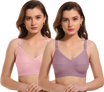 elina Ultimate Comfort Wireless Bra for Women Women Minimizer Non Padded Bra(Pink, Purple)