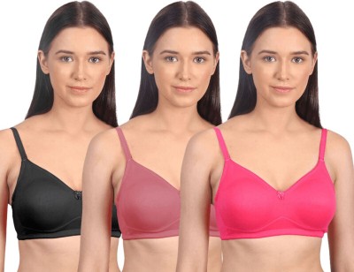 Vanila Women Everyday Non Padded Bra(Black, Pink, Red)