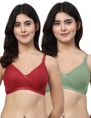 LILY ithsird Moulded Minimizer Women T-Shirt Non Padded Bra(Maroon, Green)