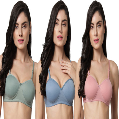 Mollis Women T-Shirt Lightly Padded Bra(Multicolor)