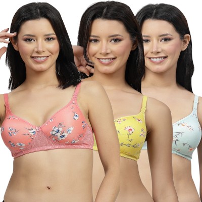 Docare CherryPad Women T-Shirt Lightly Padded Bra(Pink, Yellow, Blue)