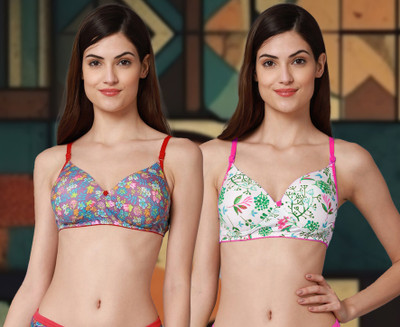 Cup's-In C_Riopd Bra Women Minimizer Lightly Padded Bra(Red, Pink)