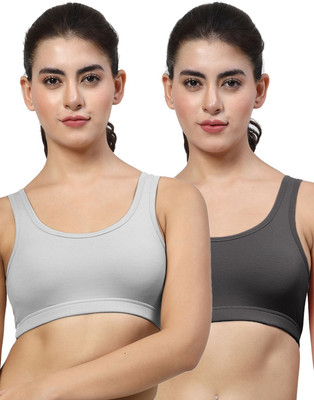 LILY StropsYttak Double Layered Women Sports Non Padded Bra(Grey, Black)