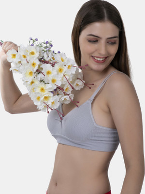 TOMKOT Padded Seamless soft fabric Women Full Coverage Lightly Padded Bra(Grey)