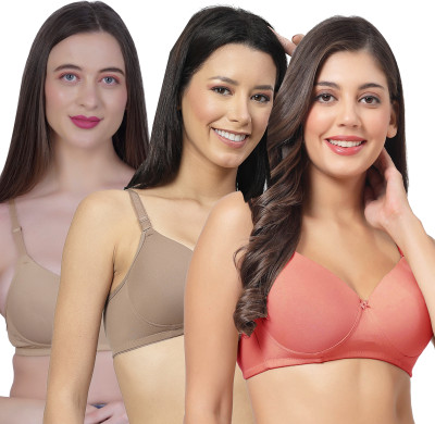 Shyam Sons FLAIR PlainMould Women T-Shirt Lightly Padded Bra(Brown, Brown, Pink)