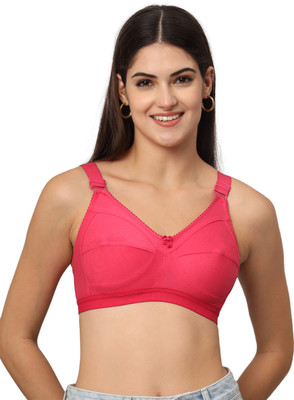 TOPLUCK Non-Padded Cotton Comfort Bra with Adjustable Straps Women Full Coverage Non Padded Bra(Pink)