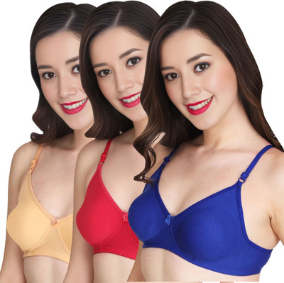 Liigne Women Everyday Non Padded Bra (Pack Of 3) for T-Shirt Saree Dress Sports Garment Women T-Shirt Non Padded Bra(Multicolor)