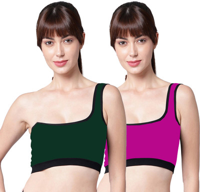 PIBU Women Minimizer Non Padded Bra(Green, Pink)
