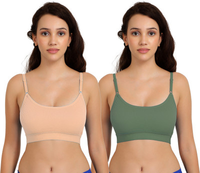 Cup's-In Goma Bra Women Minimizer Non Padded Bra(Brown, Green)