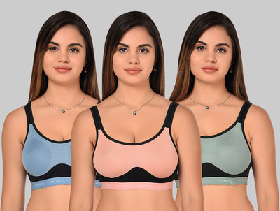 Yana Women Sports Non Padded Bra(Light Blue, Light Green, Pink)