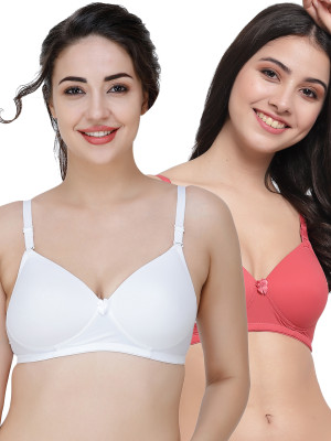 COLLEGE GIRL Hellopad ComboPO2 Women Everyday Lightly Padded Bra(White, Red)
