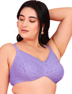 Curvy Love Soft Lace Women Balconette Non Padded Bra(Blue)