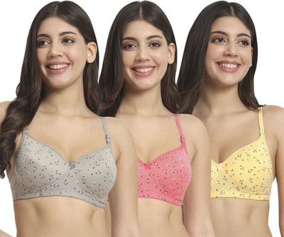 Admond Word Women Stylish Cotton Blend Medium Coverage, Printed Padded Bra for Girls Women Everyday Lightly Padded Bra(Multicolor)