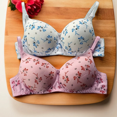 Kreatyl FLORAL PRINT Women Full Coverage Lightly Padded Bra(Multicolor)